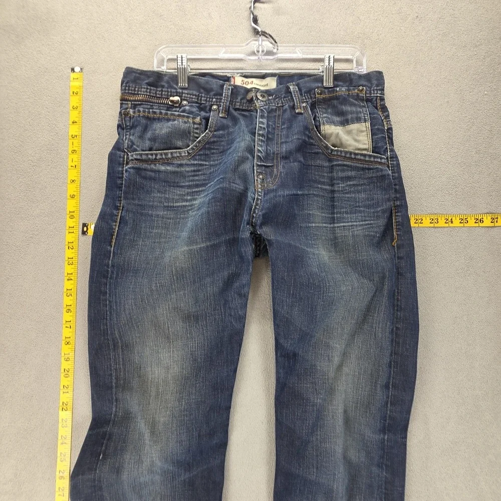 Vintage Levis 504 Jeans Mens 33x34 Blue Straight Engineered Zip Pocket Dark Wash